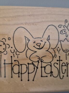 Happy Easter Bunny Wood Wall Art - Neutral Beige